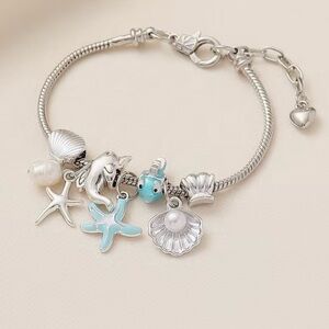 Dolphin and Starfish Charm Bracelet with Sea Life Accents